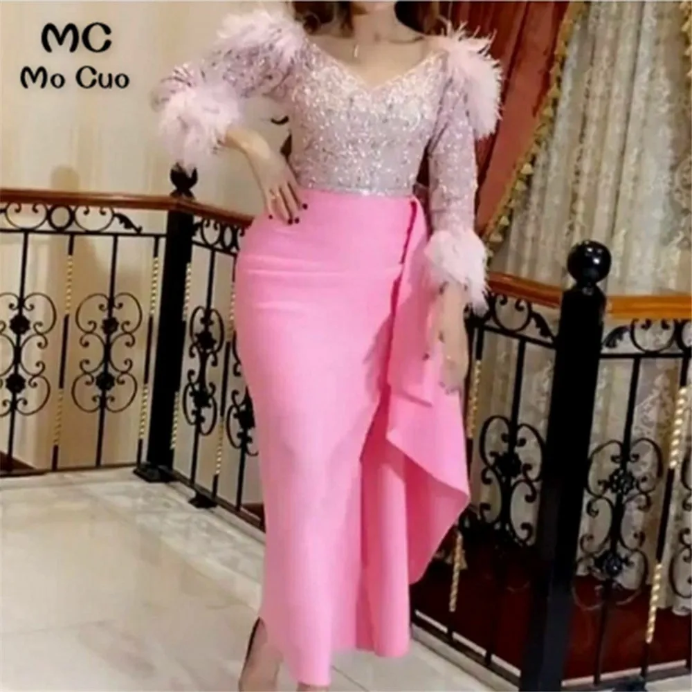 2021 Fuchsia Nigearian Mermaid Evening Dresses Long Feather Beaded V-Neck Elastic Satin Robe De Soiree Evening Party Prom Dress
2021 Fuchsia Nigearian Mermaid Evening Dresses Long Feather Beaded V-Neck Elastic Satin Robe De Soiree Evening Party Prom Dress