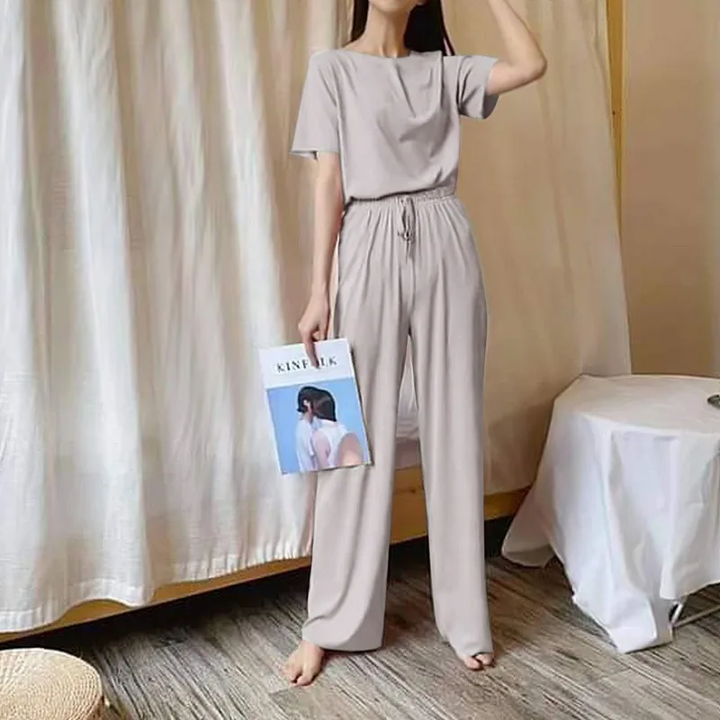 Women Solid color Comfort Casual Single Yard Pajama suit Long and short Sleeve Nightwear Homewear Female Ice Pajamas sets
Women Solid color Comfort Casual Single Yard Pajama suit Long and short Sleeve Nightwear Homewear Female Ice Pajamas sets