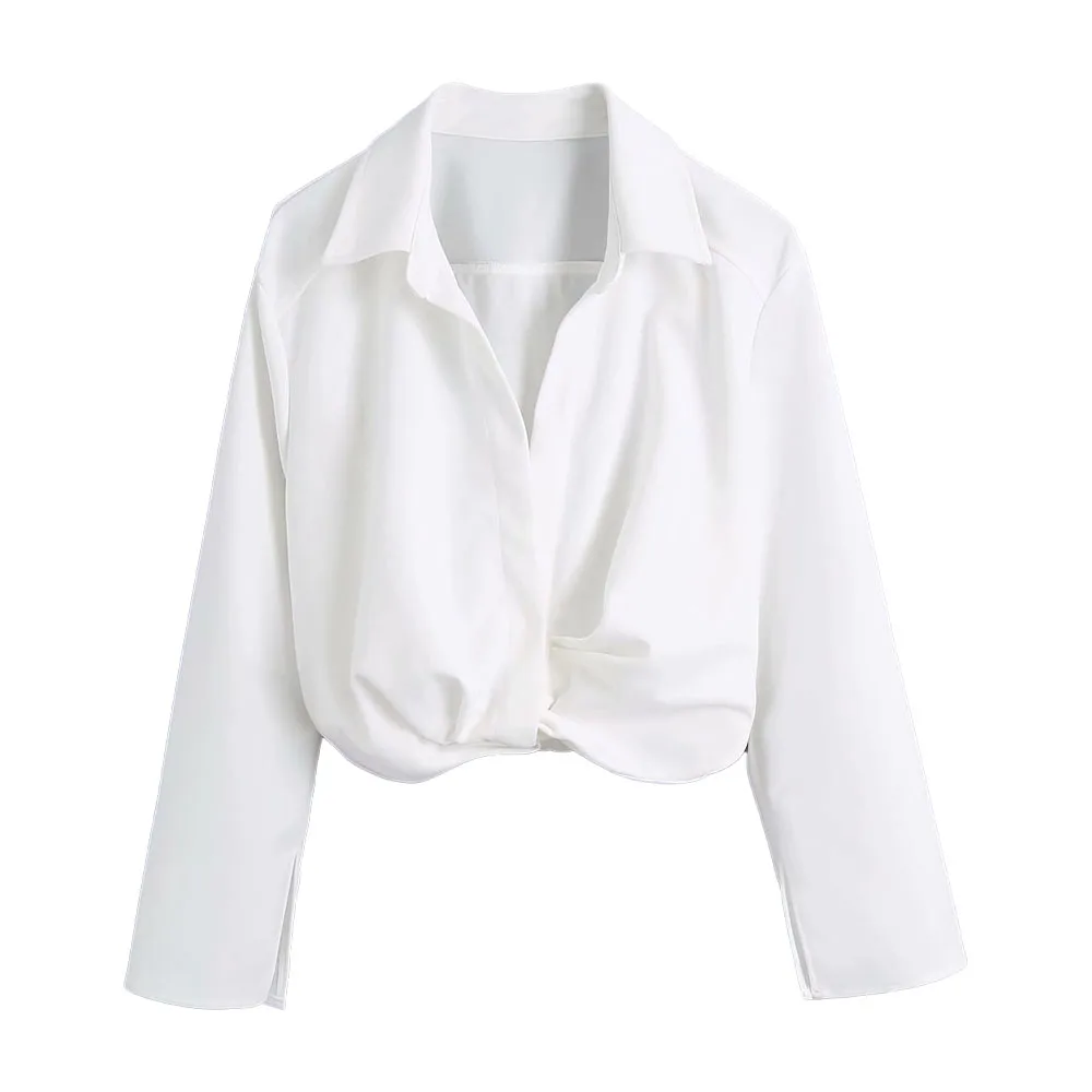 Women 2021 Sweet Fashion white Pleated decoration short Blouses Vintage Long Sleeve lapel Female Shirts Chic Tops
Women 2021 Sweet Fashion white Pleated decoration short Blouses Vintage Long Sleeve lapel Female Shirts Chic Tops