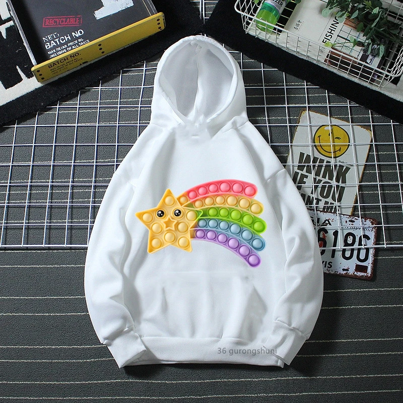 Cute Rainbow Kawaii Five Point Star Hoodies поп ит Pop It Print On Hoodies Boys Girls Unisex Hoodies Long Sleeve Sweatshirt
Cute Rainbow Kawaii Five Point Star Hoodies поп ит Pop It Print On Hoodies Boys Girls Unisex Hoodies Long Sleeve Sweatshirt