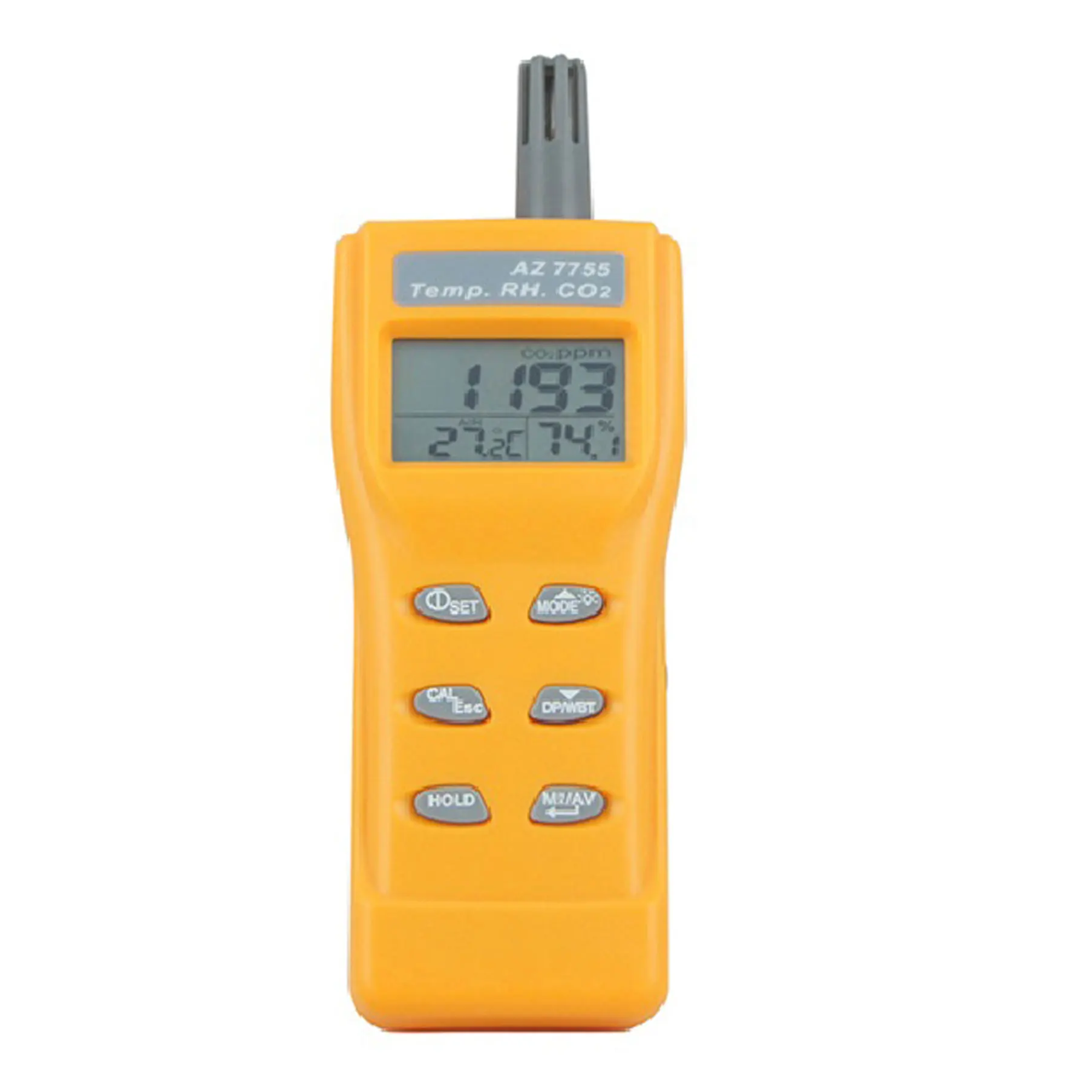 Handheld carbon dioxide CO2 detector meter AZ7755 Digital CO2 Temperature Humidity Indoor Air Quality Meter
Handheld carbon dioxide CO2 detector meter AZ7755 Digital CO2 Temperature Humidity Indoor Air Quality Meter
