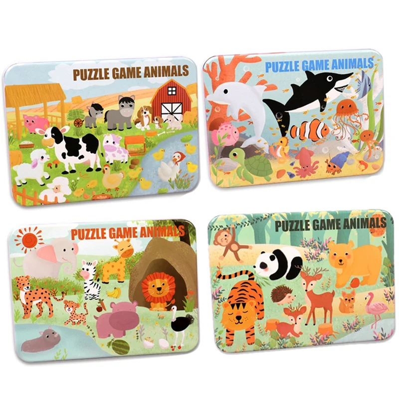 Kids Creative Wooden Jigsaw Iron Box Kindergarten Education Cartoon Animal Puzzle Toy Cognitive Interactive Game
Kids Creative Wooden Jigsaw Iron Box Kindergarten Education Cartoon Animal Puzzle Toy Cognitive Interactive Game