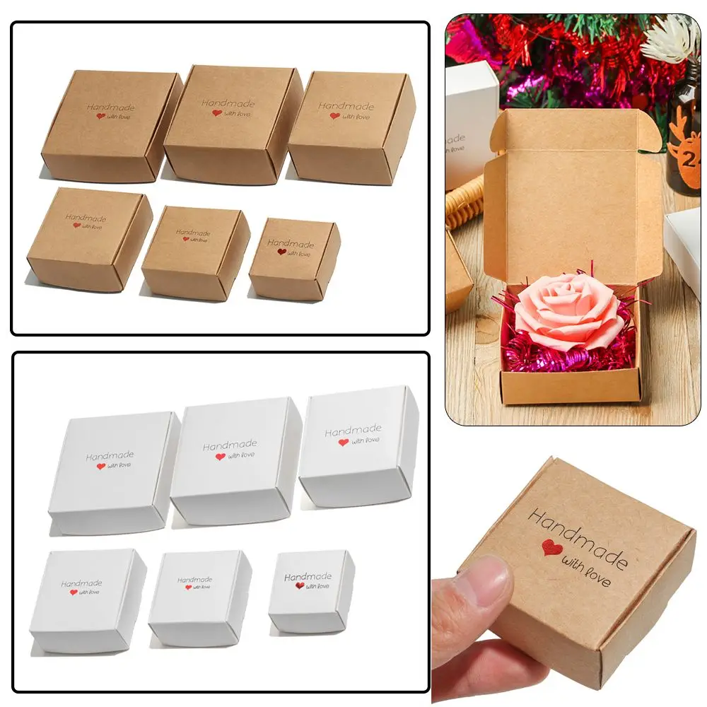 Supplies DIY Craft Wedding Event Jewelry Square Kraft Paper Box Candy Storage Handmade with Love Cardboard Package
Supplies DIY Craft Wedding Event Jewelry Square Kraft Paper Box Candy Storage Handmade with Love Cardboard Package