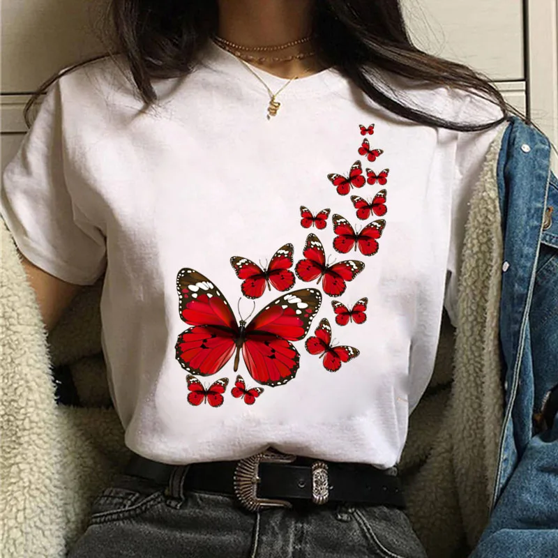 Tshirt Women's Casual White Tops 90s Short Sleeve Girls Harajuku T-shirt Women Fashion Watercolor Butterfly Print Tees
Tshirt Women's Casual White Tops 90s Short Sleeve Girls Harajuku T-shirt Women Fashion Watercolor Butterfly Print Tees