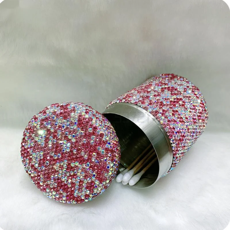 Luxury All Rhinestones Cotton Swab Storage Box Toothpick Holder Bling Round Stainless Steel Cotton Swab Holder Desktop Organizer 
Luxury All Rhinestones Cotton Swab Storage Box Toothpick Holder Bling Round Stainless Steel Cotton Swab Holder Desktop Organizer