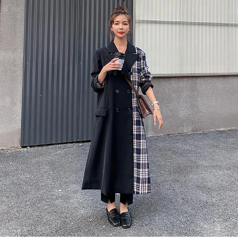 Windbreaker Jacket Female 2021Spring Autumn New Korean Lapel Loose Lattice Stitching Design Double-Breasted Fashion Long Suit 8Z
Windbreaker Jacket Female 2021Spring Autumn New Korean Lapel Loose Lattice Stitching Design Double-Breasted Fashion Long Suit 8Z