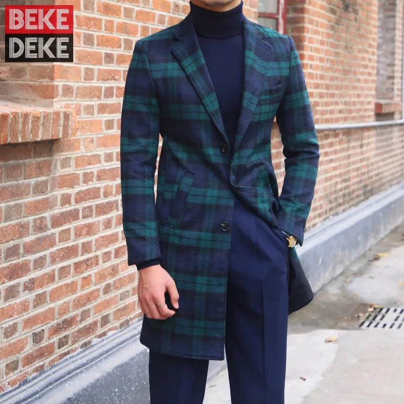 Autumn Winter Mens Mid Long Wool Blends Coat Fashion Slim Fit Single Breasted Woolen Overcoat Man Vintage Plaid Outwear Coats
Autumn Winter Mens Mid Long Wool Blends Coat Fashion Slim Fit Single Breasted Woolen Overcoat Man Vintage Plaid Outwear Coats