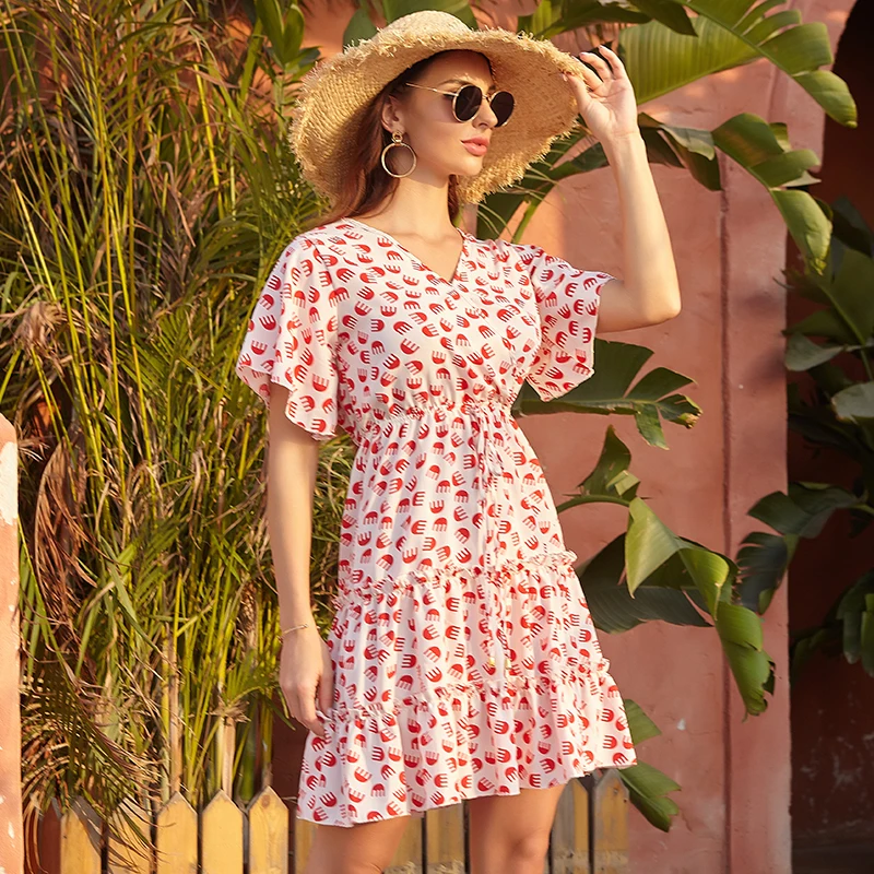 Floral Dress For Ladies 2021 Summer New Style High Waist V-Neck Fashion Tie Flared Sleeves Casual Chiffon Skirt
Floral Dress For Ladies 2021 Summer New Style High Waist V-Neck Fashion Tie Flared Sleeves Casual Chiffon Skirt