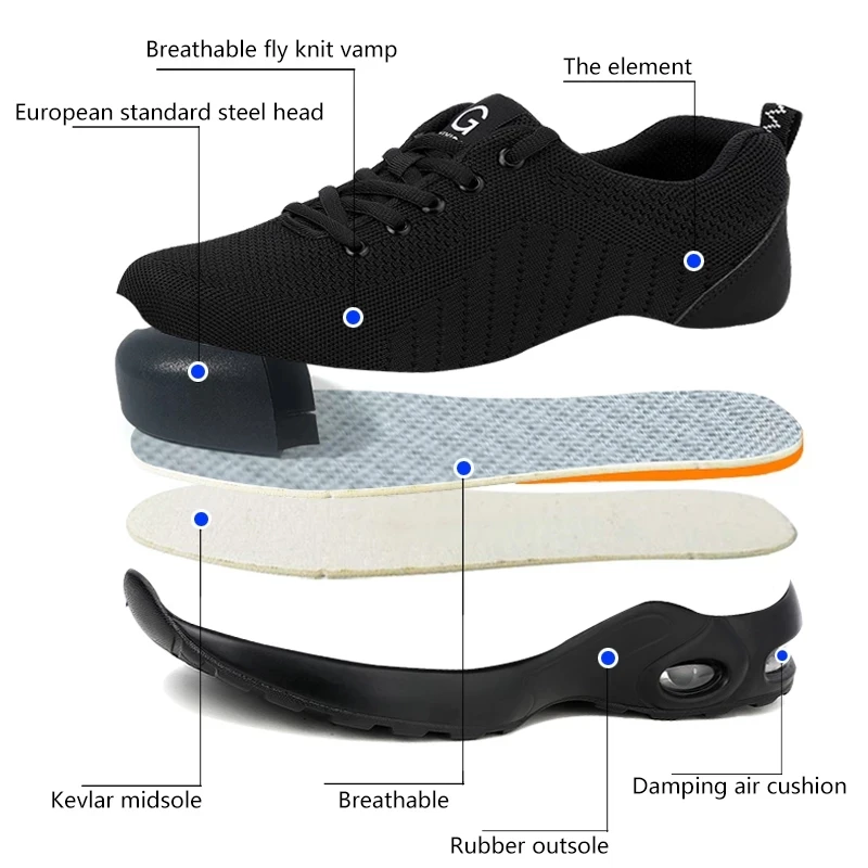 Safety Men Shoes Steel Toe Indestructible Shoes Anti-puncture Work Sneakers Breathable Sefety Work Shoes Male Zapatos De Hombre
Safety Men Shoes Steel Toe Indestructible Shoes Anti-puncture Work Sneakers Breathable Sefety Work Shoes Male Zapatos De Hombre