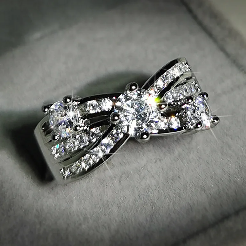 Женское Сверкающее составное кольцо с цветком розы из серебра 925 пробы |