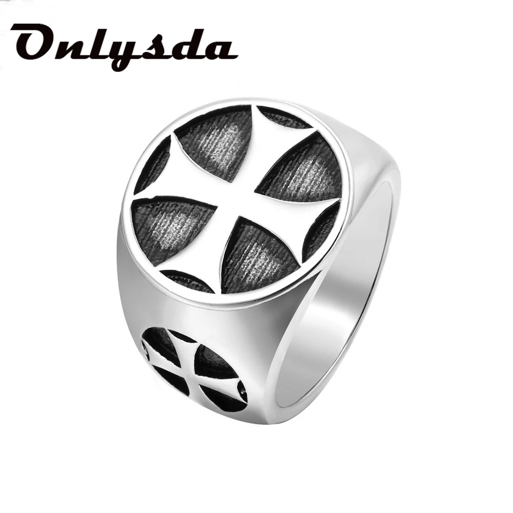 Saint Benedict Cspb Gold Black Cross Men Rings Punk Hip Hop for Boyfriend Male Stainless Steel Jewelry Creativity Gift Wholesale | Украшения
