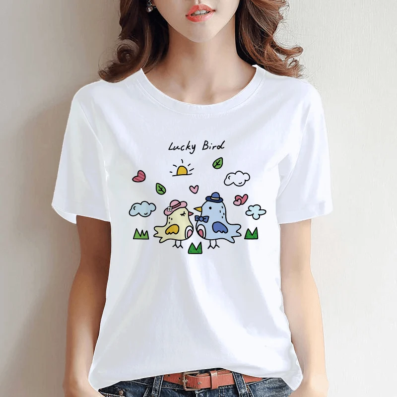 Female Summer Casual Stylish Tee Top Women Custom Whitte T-shirt for Girl Lucky Birds Fashion Printed Funny Short Sleeve T-shirt
Female Summer Casual Stylish Tee Top Women Custom Whitte T-shirt for Girl Lucky Birds Fashion Printed Funny Short Sleeve T-shirt