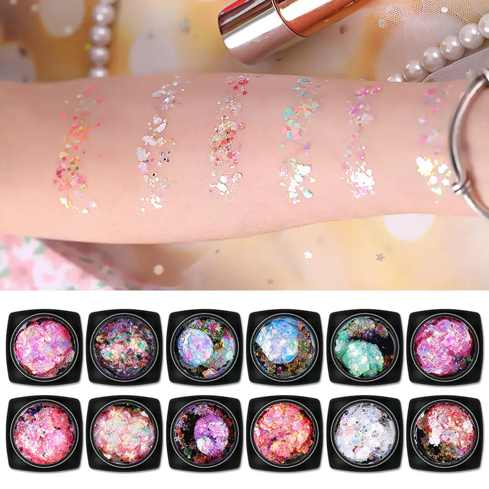 One Set Of 12 Bottles Shiny Nail Glitter Chunky Sequins Colorful Tips for Nail Hair Face Eyes Body Art
One Set Of 12 Bottles Shiny Nail Glitter Chunky Sequins Colorful Tips for Nail Hair Face Eyes Body Art