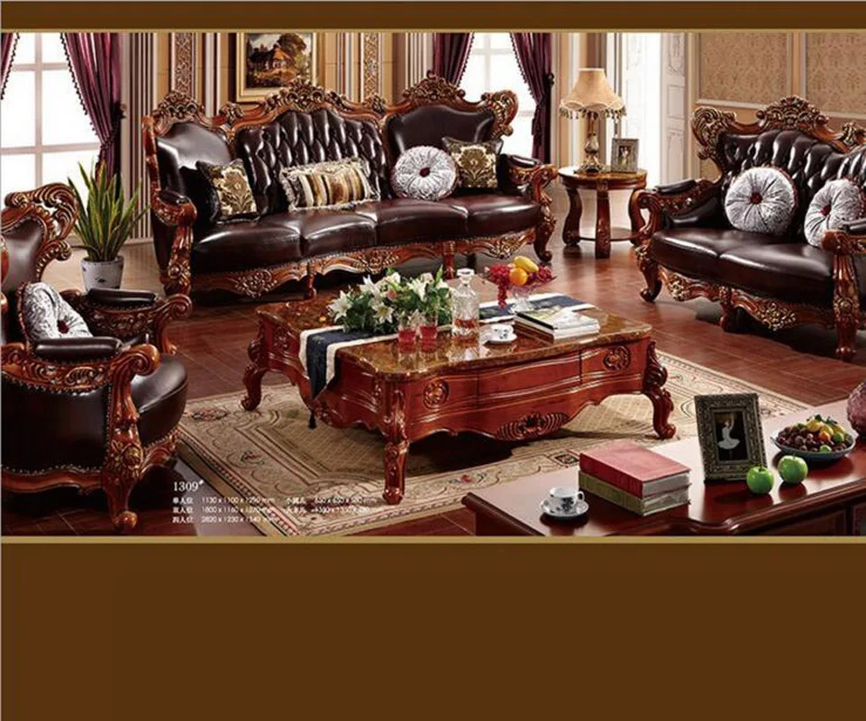 high quality European antique living room sofa furniture genuine leather set d1423
high quality European antique living room sofa furniture genuine leather set d1423
