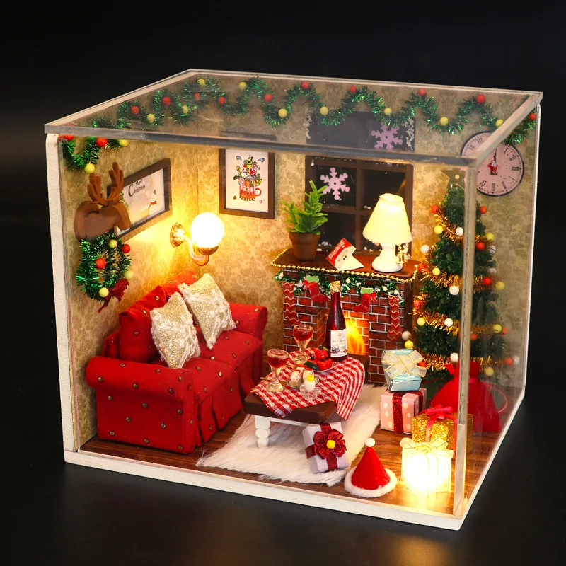 New Christmas Eve Cottage Wooden Dollhouse Miniature Furniture With LED Light Kits Doll Houses Assemble Toys Children Gift Casa
New Christmas Eve Cottage Wooden Dollhouse Miniature Furniture With LED Light Kits Doll Houses Assemble Toys Children Gift Casa