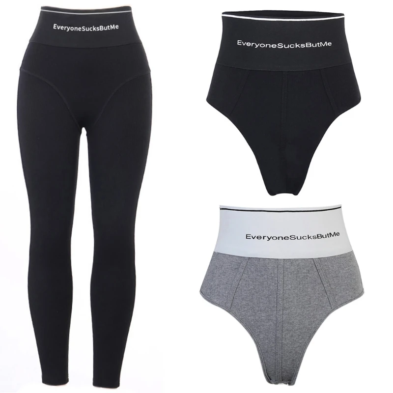 Y166 Women Letter Print High Waist Briefs Booty Panties Tummy Control Ribbed Leggings 
Y166 Women Letter Print High Waist Briefs Booty Panties Tummy Control Ribbed Leggings