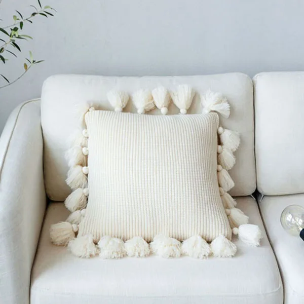 Pure Color Fringed Edge Pillow Pillow Wool Knitted Cushion Home Sofa Cushion Cover Without Pillow Core
Pure Color Fringed Edge Pillow Pillow Wool Knitted Cushion Home Sofa Cushion Cover Without Pillow Core