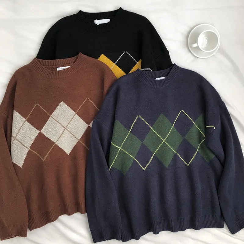 Knitted Sweater Women Argyle Oversize Sweaters Korean Pullovers Ladies Winter Loose Sweaters Female Casual Jumper Sueter Mujer
Knitted Sweater Women Argyle Oversize Sweaters Korean Pullovers Ladies Winter Loose Sweaters Female Casual Jumper Sueter Mujer
