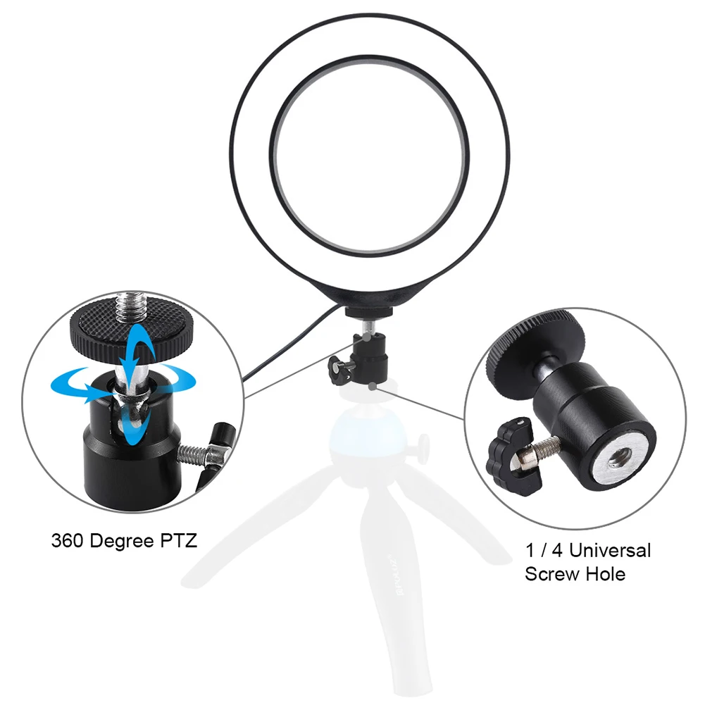Photography LED Selfie Ring Light 16CM Dimmable Camera Phone Ring Lamp 6.2inch With Table Tripods For Makeup Video Live Studio
Photography LED Selfie Ring Light 16CM Dimmable Camera Phone Ring Lamp 6.2inch With Table Tripods For Makeup Video Live Studio