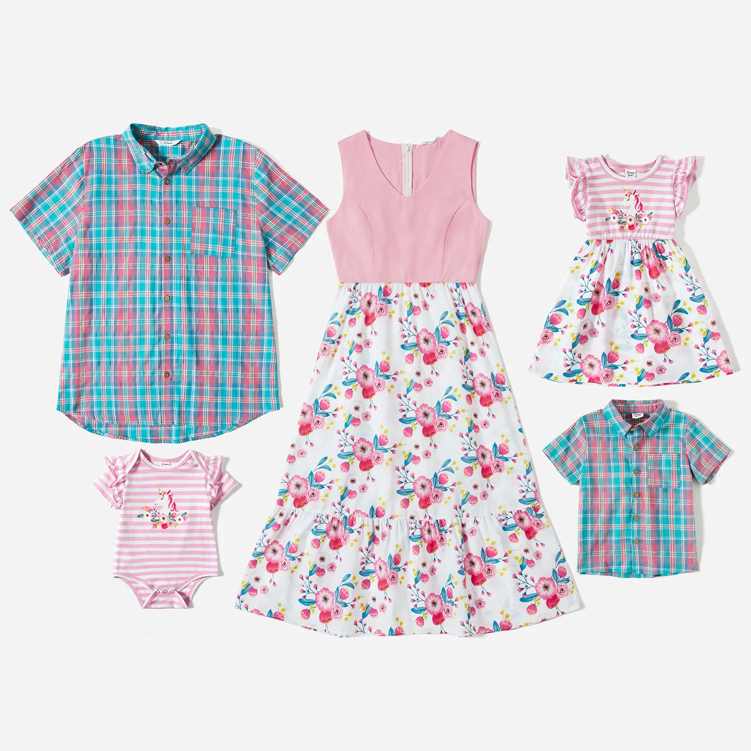 Mosaic 100%Cotton Family Matching Spring Series Sets(Floral Tank Dresses - Plaid Short Sleeve Shirts - Rompers)
Mosaic 100%Cotton Family Matching Spring Series Sets(Floral Tank Dresses - Plaid Short Sleeve Shirts - Rompers)