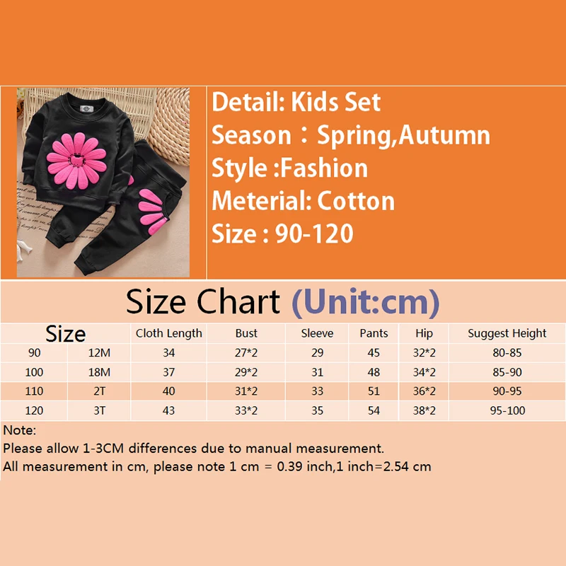 New Spring Girls Clothes Sets 2 pcs Long Sleeve Soft Cotton Sun Flower Pullover Pants Set Kids Gilrs vetements pour enfants
New Spring Girls Clothes Sets 2 pcs Long Sleeve Soft Cotton Sun Flower Pullover Pants Set Kids Gilrs vetements pour enfants