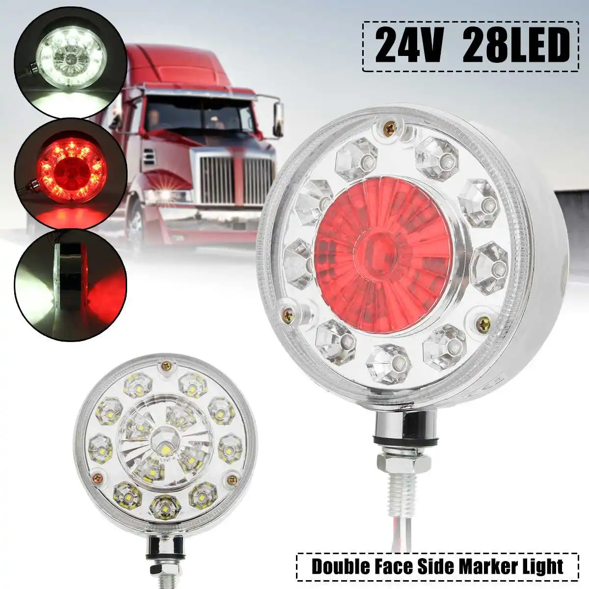 2pcs 24V 28 LED White Red Double Face Car Truck Side Marker Light For Lorry Trailer Tractors Bus Boat RV Caravans
2pcs 24V 28 LED White Red Double Face Car Truck Side Marker Light For Lorry Trailer Tractors Bus Boat RV Caravans