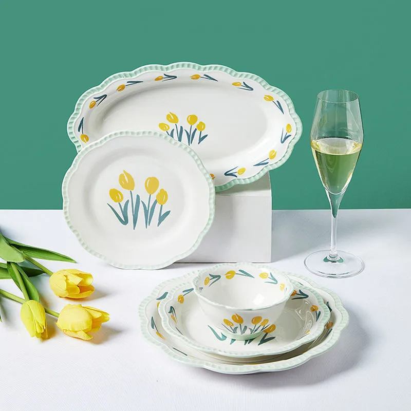 Tulips Ceramic Dinner Plate 8/10 Inches Bread Cake Pie Dessert Plates Home Restaurant Fruits Salad Dishes Party Tableware Gift
Tulips Ceramic Dinner Plate 8/10 Inches Bread Cake Pie Dessert Plates Home Restaurant Fruits Salad Dishes Party Tableware Gift