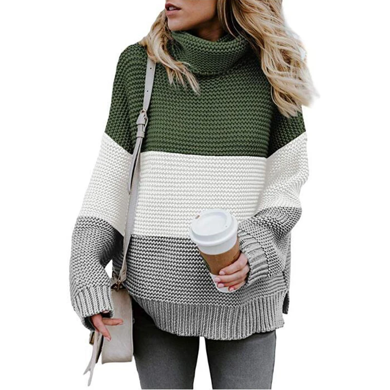 Autumn Winter Women Girls Splicing Turtleneck Sweater Fashionable Pullover High Collar Warm Sweater
Autumn Winter Women Girls Splicing Turtleneck Sweater Fashionable Pullover High Collar Warm Sweater