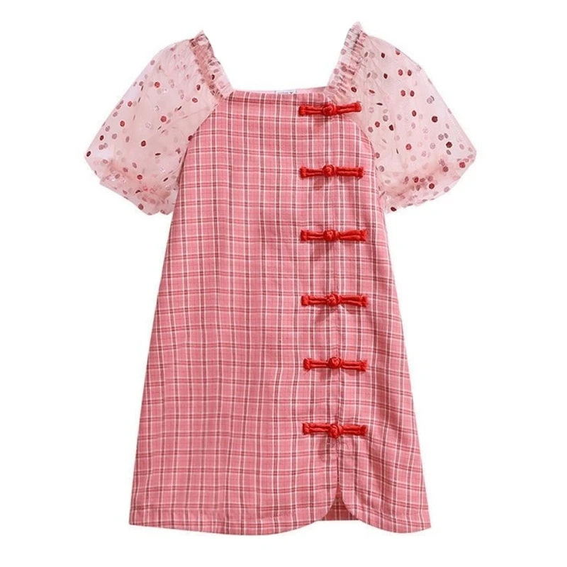 Summer Casual Girls Sweet Dresses Polka Dot Puff Sleeve Cheongsam Dress Short Sleeve Dress For 3-9 T Girls
Summer Casual Girls Sweet Dresses Polka Dot Puff Sleeve Cheongsam Dress Short Sleeve Dress For 3-9 T Girls