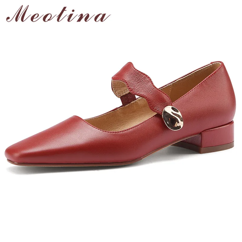 Meotina Women Mary Janes Shoes Real Leather Low Heel Pumps Square Toe Chunky Heels Shoes Female Sweet Dress Shoes Wine Red 40
Meotina Women Mary Janes Shoes Real Leather Low Heel Pumps Square Toe Chunky Heels Shoes Female Sweet Dress Shoes Wine Red 40
