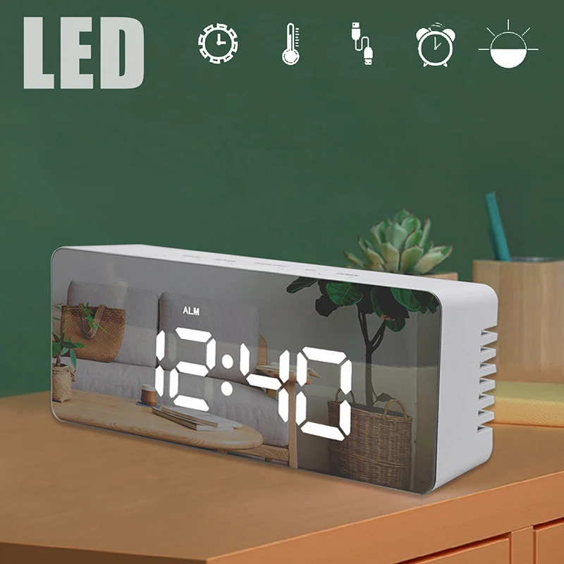 LED Mirror Digital Alarm Clock Night Lights Table Clock Thermometer Calendar Snooze Wall Clocks Bedside Lamp Watch USB Charger
LED Mirror Digital Alarm Clock Night Lights Table Clock Thermometer Calendar Snooze Wall Clocks Bedside Lamp Watch USB Charger