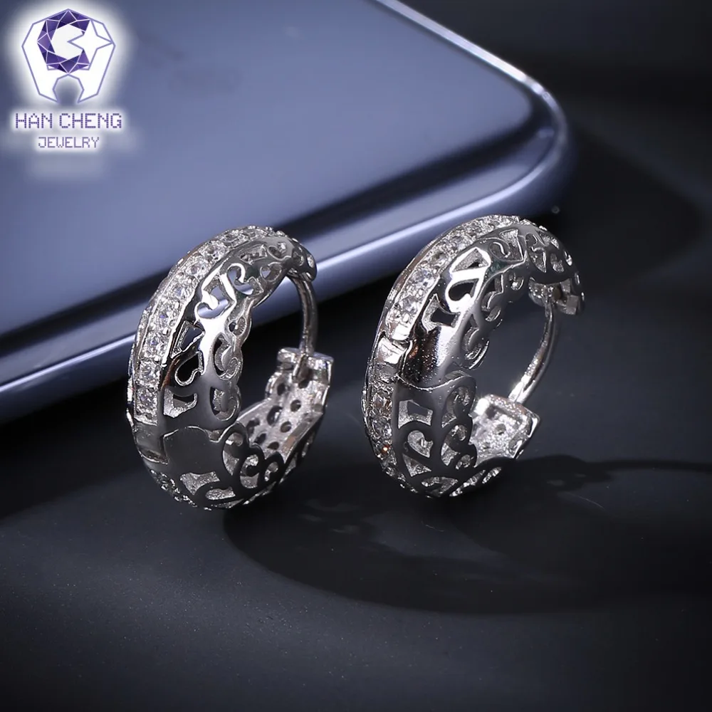 HanCheng New Fashion Hollow Loop AAA Zircon Gem Stone Round Circle Hoop Earrings For Women Jewelry brincos bijoux | Украшения и