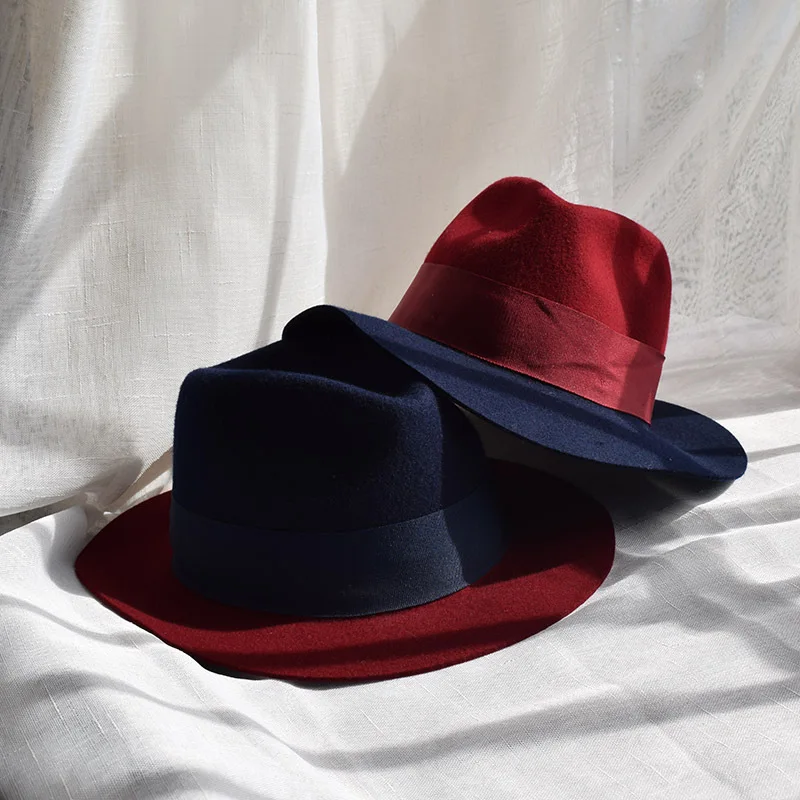 Fashion 100% Australia Wool Fedoras Hat With Band Women Woolen Navy Red Patchwork Panama Jazz Hats Party Trilby Caps Wholesale
Fashion 100% Australia Wool Fedoras Hat With Band Women Woolen Navy Red Patchwork Panama Jazz Hats Party Trilby Caps Wholesale