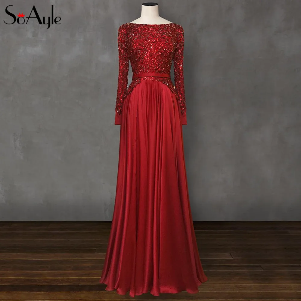 SoAyle Long Sleeves Arabia Muslim Evening Dresses Crystals Rhinestones A-Line Vestidos De Festa Gorgeous Formal Gowns
SoAyle Long Sleeves Arabia Muslim Evening Dresses Crystals Rhinestones A-Line Vestidos De Festa Gorgeous Formal Gowns