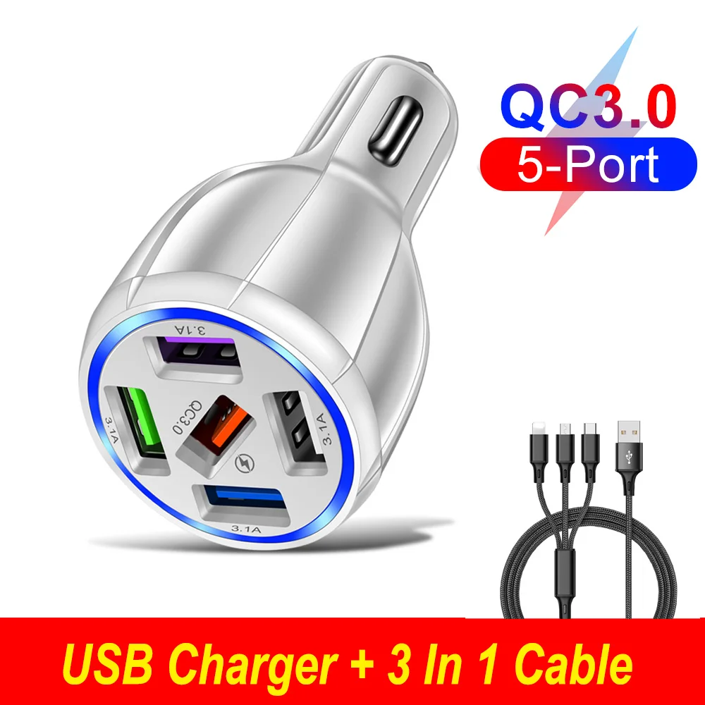 Быстрое зарядное устройство для телефона с 5 портами Qc 3,0, 15 Вт, максимальная выходная мощность А, адаптер питания в автомобиле со светодиодн...
Быстрое зарядное устройство для телефона с 5 портами Qc 3,0, 15 Вт, максимальная выходная мощность А, адаптер питания в автомобиле со светодиодн...