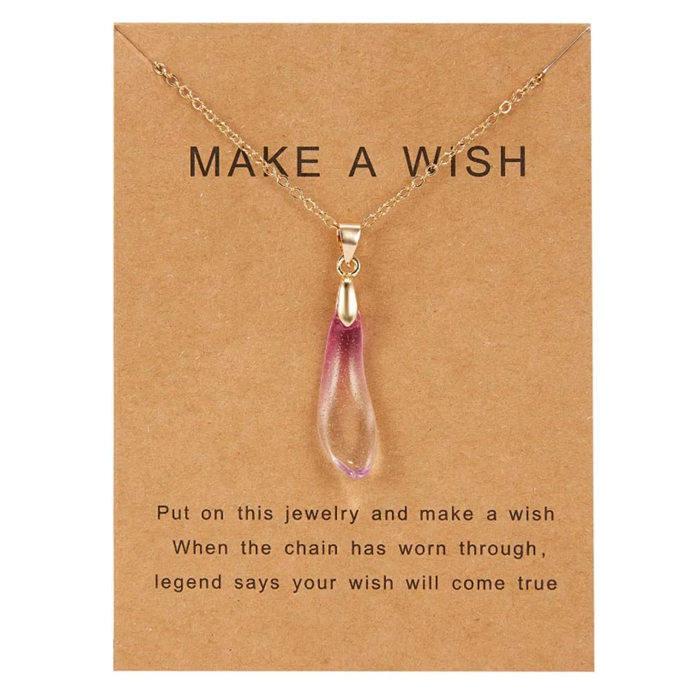 Fashion Natural Stone Pendant Necklace Opal Dripping Love Tear Drops Moonlight Paper Card Jewelry | Украшения и аксессуары