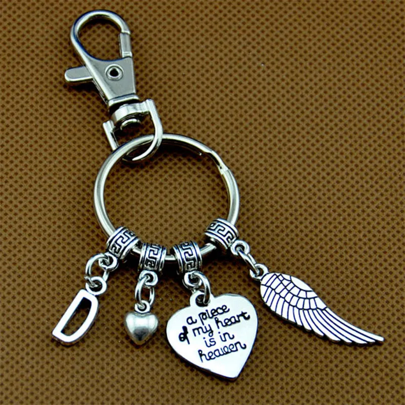 

Memorial Key Chain,Angel Wing KeyChain, A piece of my heart is in Heaven Sympathy Gift Loss of Mom/Daughter/ Grandpa /Uncle