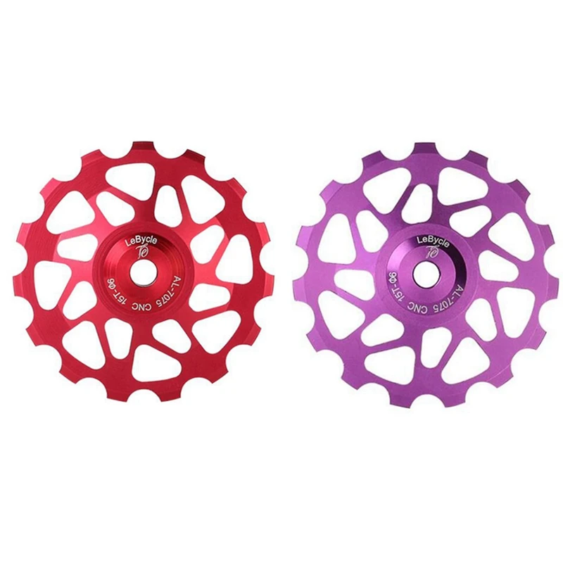 Lebycle 2Set 15T 7075 MTB Bicycle Rear Derailleur Pulley Jockey Road Bike Guide Roller Tensioner Part, Purple & Red
Lebycle 2Set 15T 7075 MTB Bicycle Rear Derailleur Pulley Jockey Road Bike Guide Roller Tensioner Part, Purple & Red