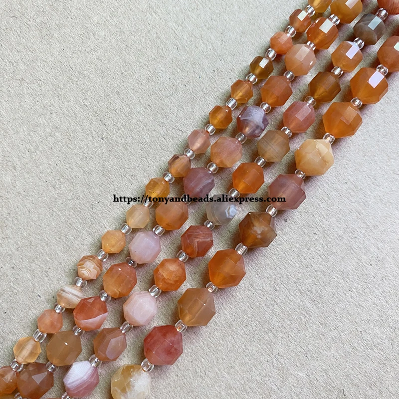 

Semi-precious Stone American Football Faceted AA Quality Orange Botswana 7" Round Loose Beads 6 8 10 mm