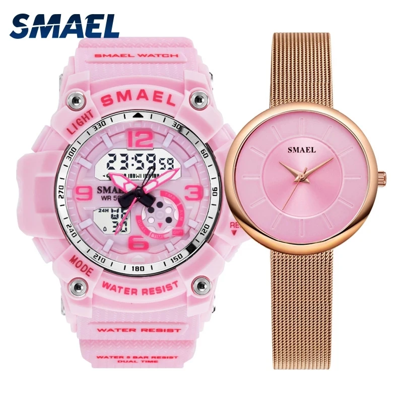 SMAEL sports models popular ladies watch stopwatch timer luminous hands digital dual display waterproof automatic date update
SMAEL sports models popular ladies watch stopwatch timer luminous hands digital dual display waterproof automatic date update