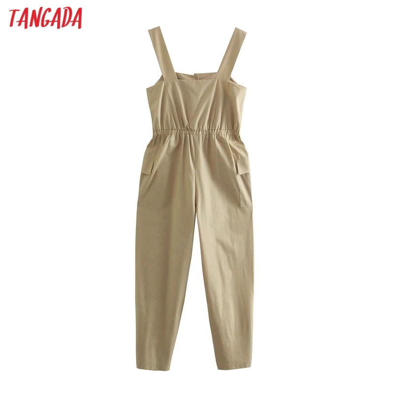Tangada Women Summer Solid Khaki Cotton Long Jumpsuit Sleeveless Pocket Strethy Waist Female Casual Jumpsuit 5Z125
Tangada Women Summer Solid Khaki Cotton Long Jumpsuit Sleeveless Pocket Strethy Waist Female Casual Jumpsuit 5Z125