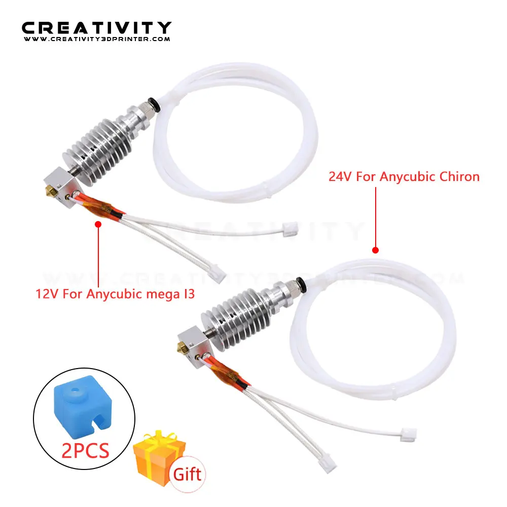 2 шт. V5 J-head Anycubic Hotend Kit E3D Bowden Extruder нагревательный блок 12/24 В для Mega/Chiron 3D принтера