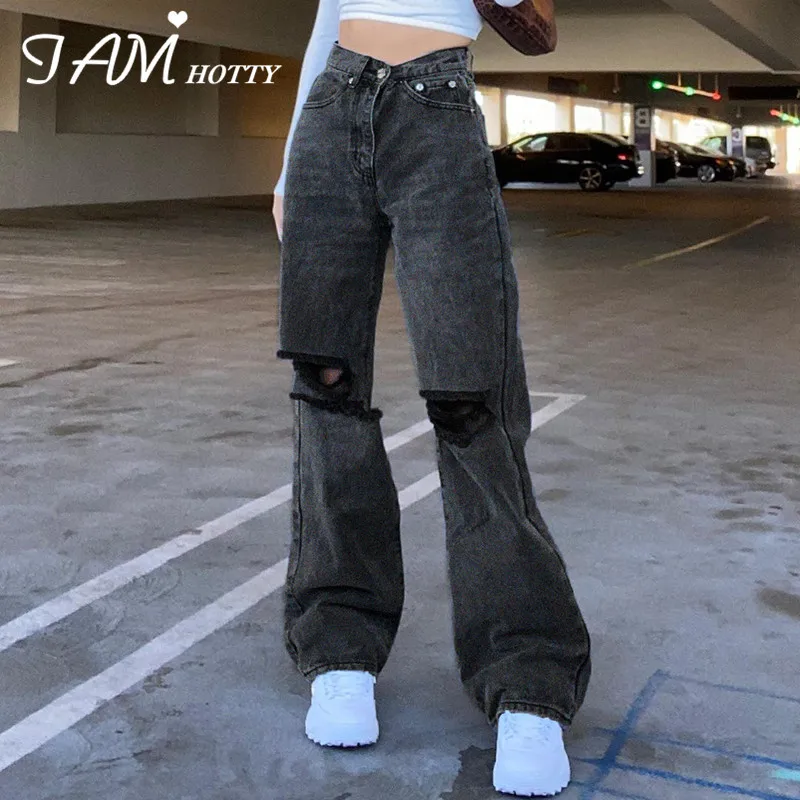 Vintage Ripped High Waist Wide Leg Women's Fashion Jeans Grey Hole Oversize Distressed Mom Streetwear Denim Trousers Iamhotty
Vintage Ripped High Waist Wide Leg Women's Fashion Jeans Grey Hole Oversize Distressed Mom Streetwear Denim Trousers Iamhotty