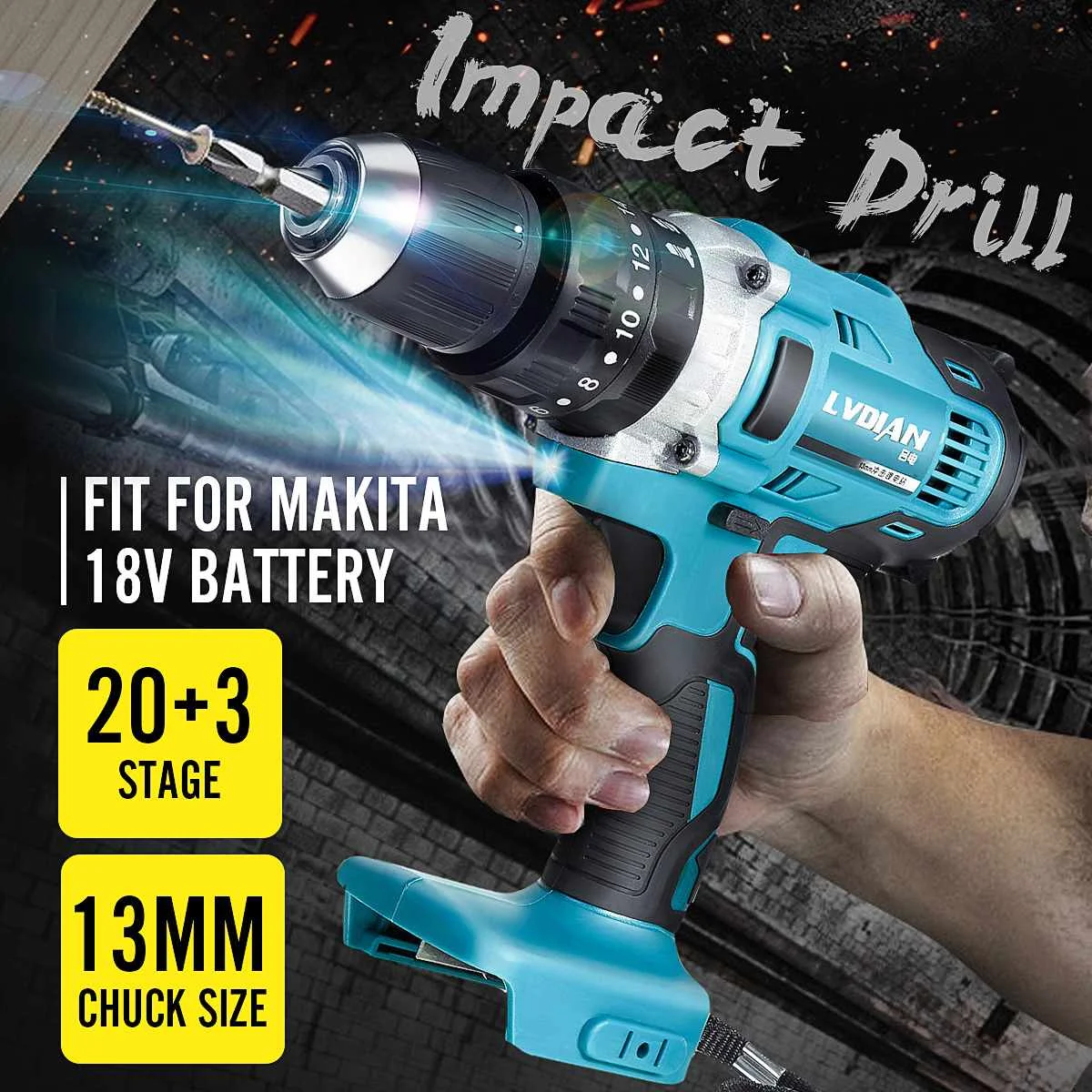 Drillpro 3 In 1 Brushless Electric Drill 13mm 2-Speed Electric Screwdriver Rechargable Hammer Drill for Makita 18V Battery
Drillpro 3 In 1 Brushless Electric Drill 13mm 2-Speed Electric Screwdriver Rechargable Hammer Drill for Makita 18V Battery