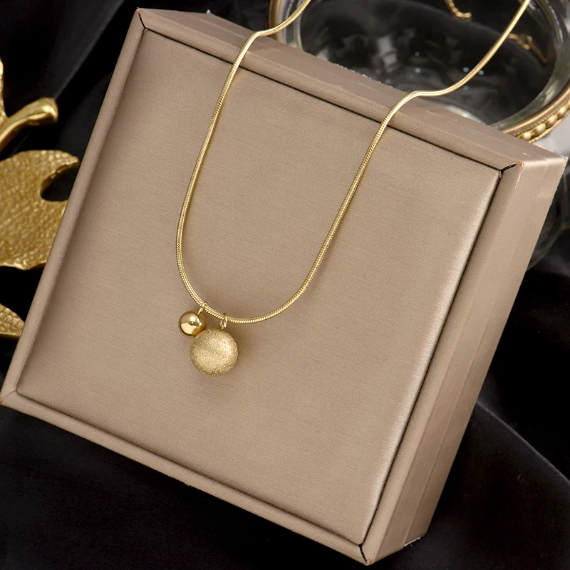 316L stainless steel indelible Necklace high grade frosted two small beads pendant fashion simple charm gift clavicle chain
316L stainless steel indelible Necklace high grade frosted two small beads pendant fashion simple charm gift clavicle chain