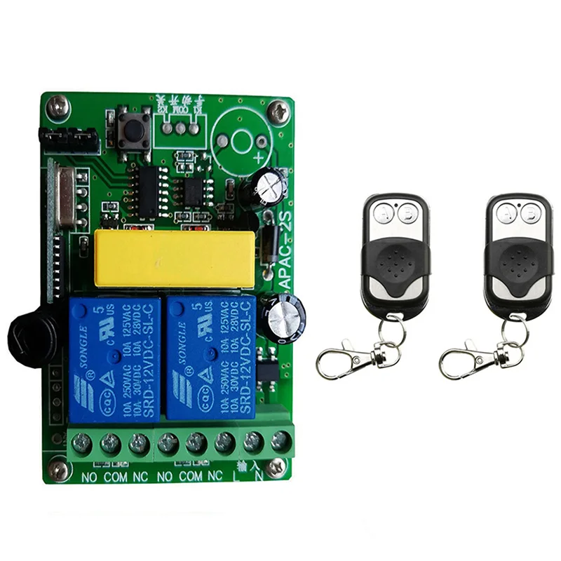 433MHz Universal Wireless Remote Control AC 220V 2CH Relay Receiver Module RF Switch 2 Button Remote Control Gate Garage opener
433MHz Universal Wireless Remote Control AC 220V 2CH Relay Receiver Module RF Switch 2 Button Remote Control Gate Garage opener