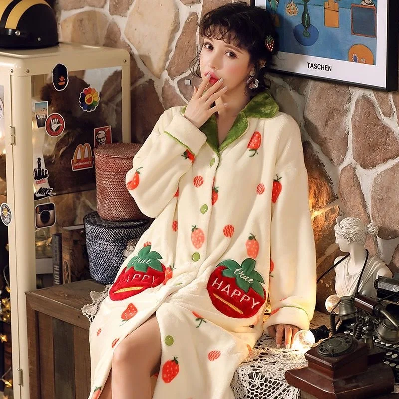 Women Plus Size Warm Coral Flannel Sleepwear Female Nightgown Winter Thick Nightshirt Leisure Long Sleeve Nightwear for woman
Women Plus Size Warm Coral Flannel Sleepwear Female Nightgown Winter Thick Nightshirt Leisure Long Sleeve Nightwear for woman