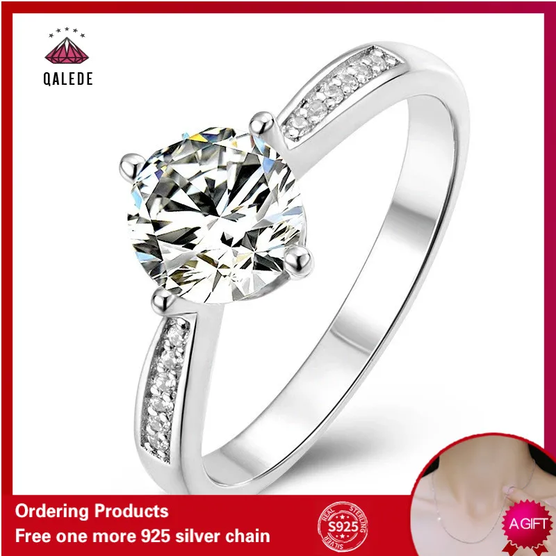 QALEDE Moissan Diamond Rings Straight Arm Micro Set Four Prongs 1 Carat 925 Silver Moissan Diamond Rings For Women
QALEDE Moissan Diamond Rings Straight Arm Micro Set Four Prongs 1 Carat 925 Silver Moissan Diamond Rings For Women