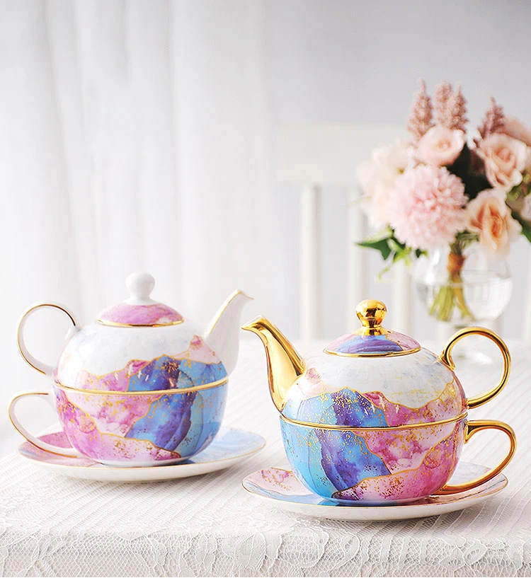 

Ceramic Cluttered Pot 500ml Teapot 400ml Coffee Cup Afternoon Tea Set Leisure Time Drinkware Bone China European Teacup Saucer