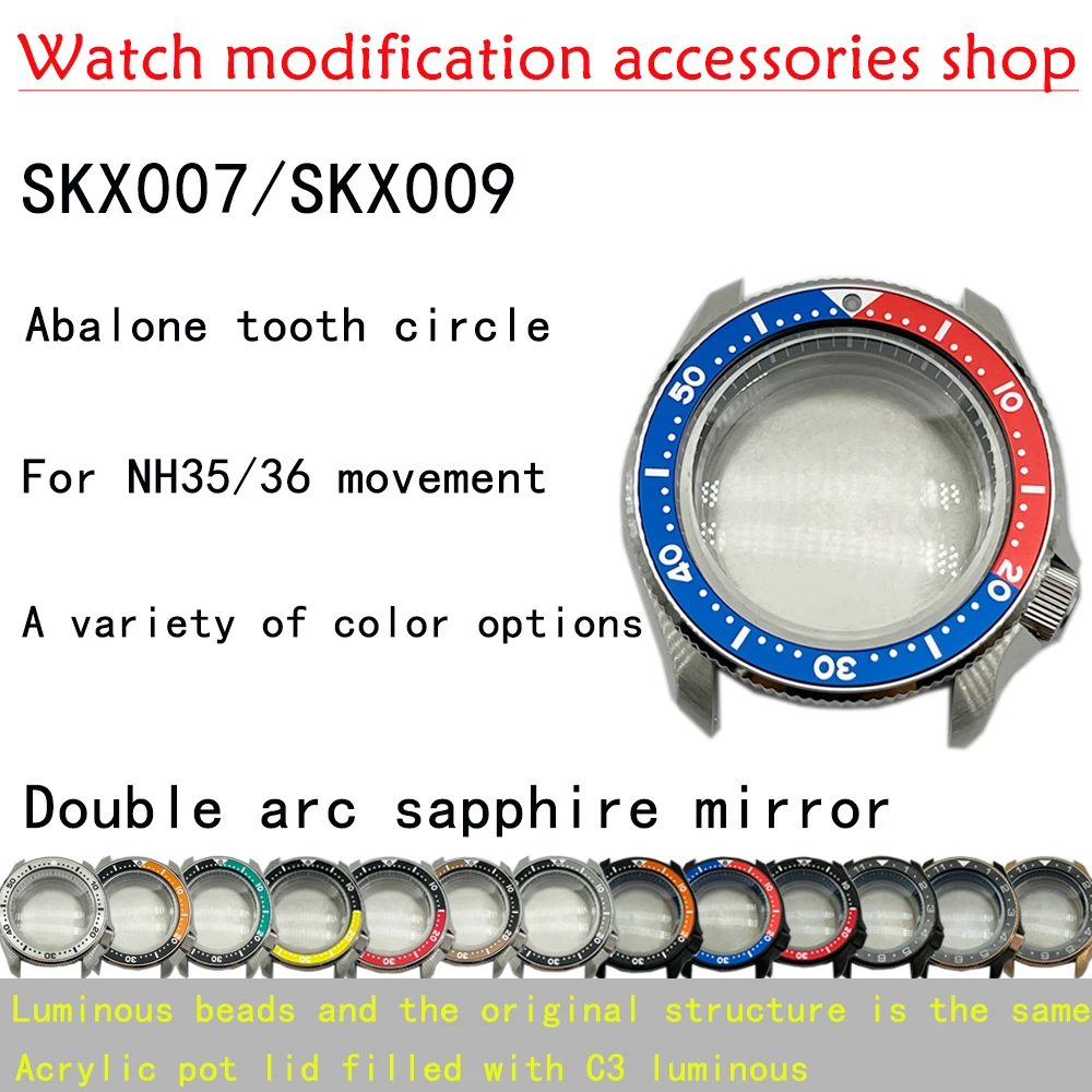 Seiko SKX007 Modified Watch Case For NH35A/NH36A/4R35/6R35 Movement Double Arc Sapphire Crystal Ceramic Bezel Watch Parts
Seiko SKX007 Modified Watch Case For NH35A/NH36A/4R35/6R35 Movement Double Arc Sapphire Crystal Ceramic Bezel Watch Parts